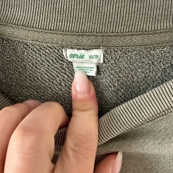 24. | aerie | Sage Green | Distressed Oversized Sweater - Picture 5 of 6